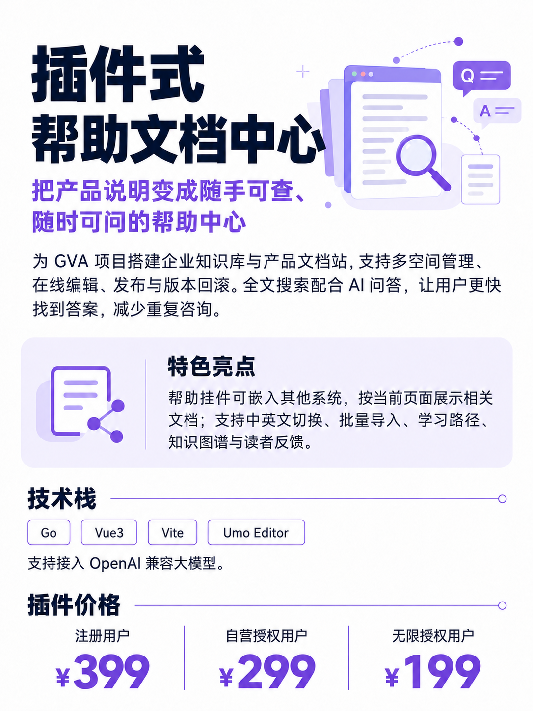 3插件式帮助文档中心价格海报更新